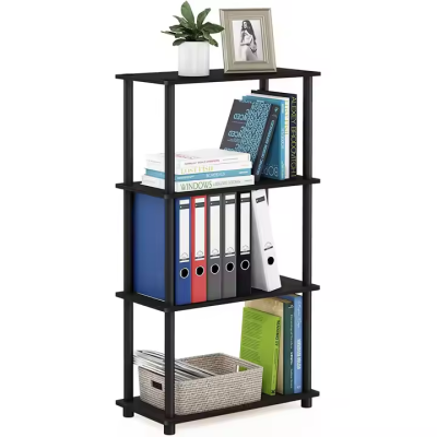 Black Turn-N-Tube 4-Tier Multipurpose Shelf Display Rack for Home Office Storage