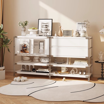 Magazine display cabinet, multi-functional storage cabinet, floor-standing shelves for living room and kitchen, simple flip-top sideboard